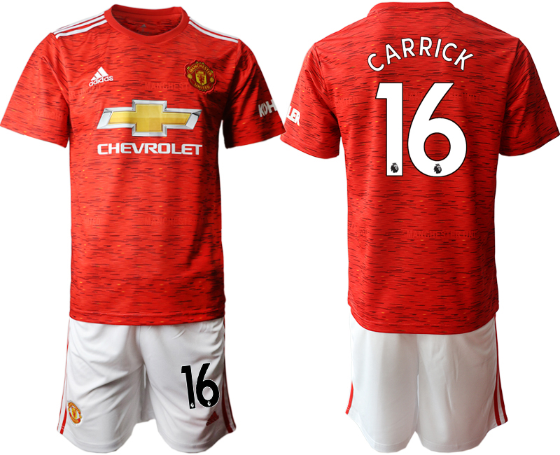 Men 2020-2021 club Manchester United home #16 red Soccer Jerseys